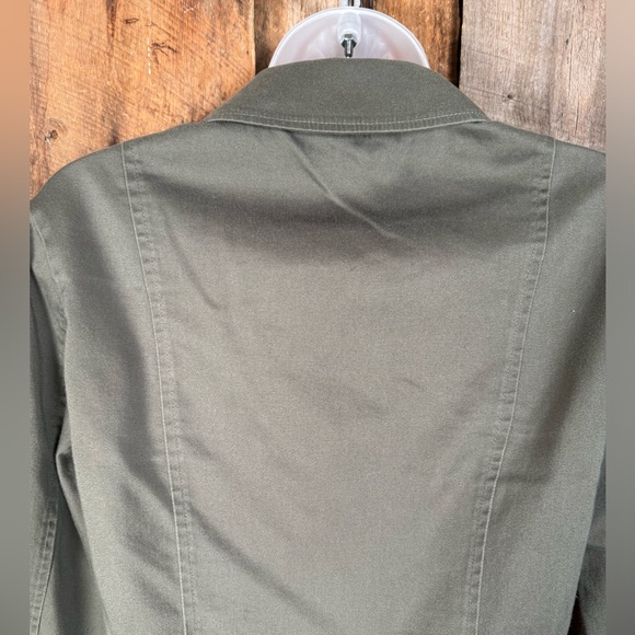 Aqua Olive Fitted Cotton/Spandex Peplum Jacket - X-Small - Picture 8 of 12